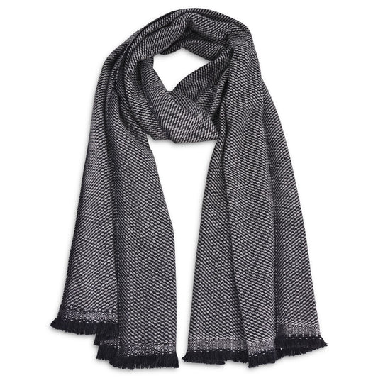 Sciarpa cashmere e lana bicolore Grigio Argentato / Grigio Antracite