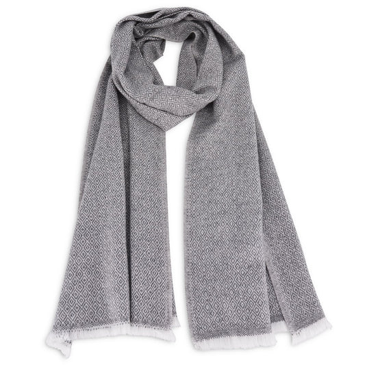 Sciarpa cashmere e lana - Grigio Antracite motivo Diamante