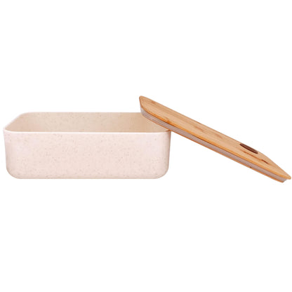Lunchbox / Scatola da pranzo nomade in fibra di grano con coperchio in bambů