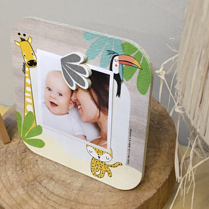 Portafoto da bambino "Gigi la giraffa" con magnete in legno