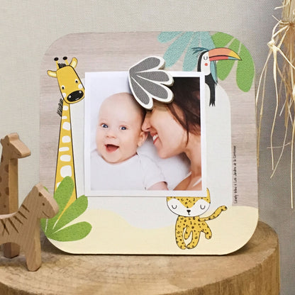 Portafoto da bambino "Gigi la giraffa" con magnete in legno