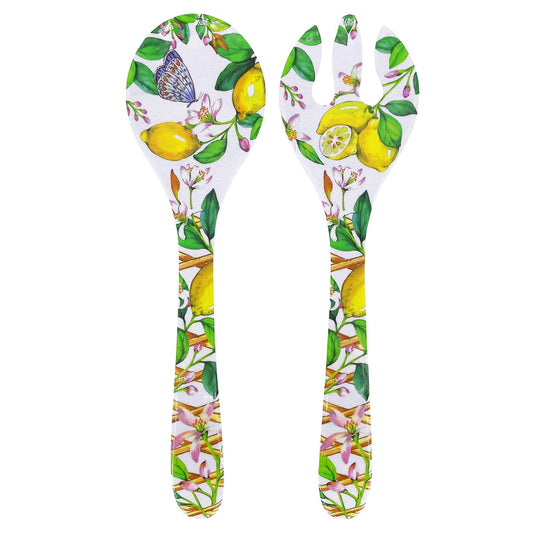 Coppia posate per insalata in melamina limone - 33 cm