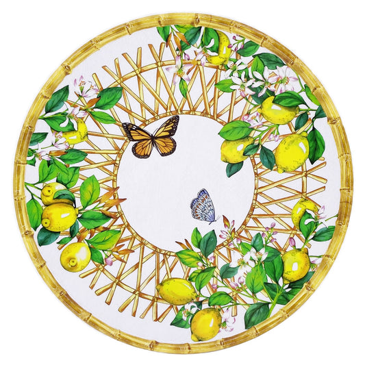 Vassoio tondo in melamina limone - Ø 35,5 cm