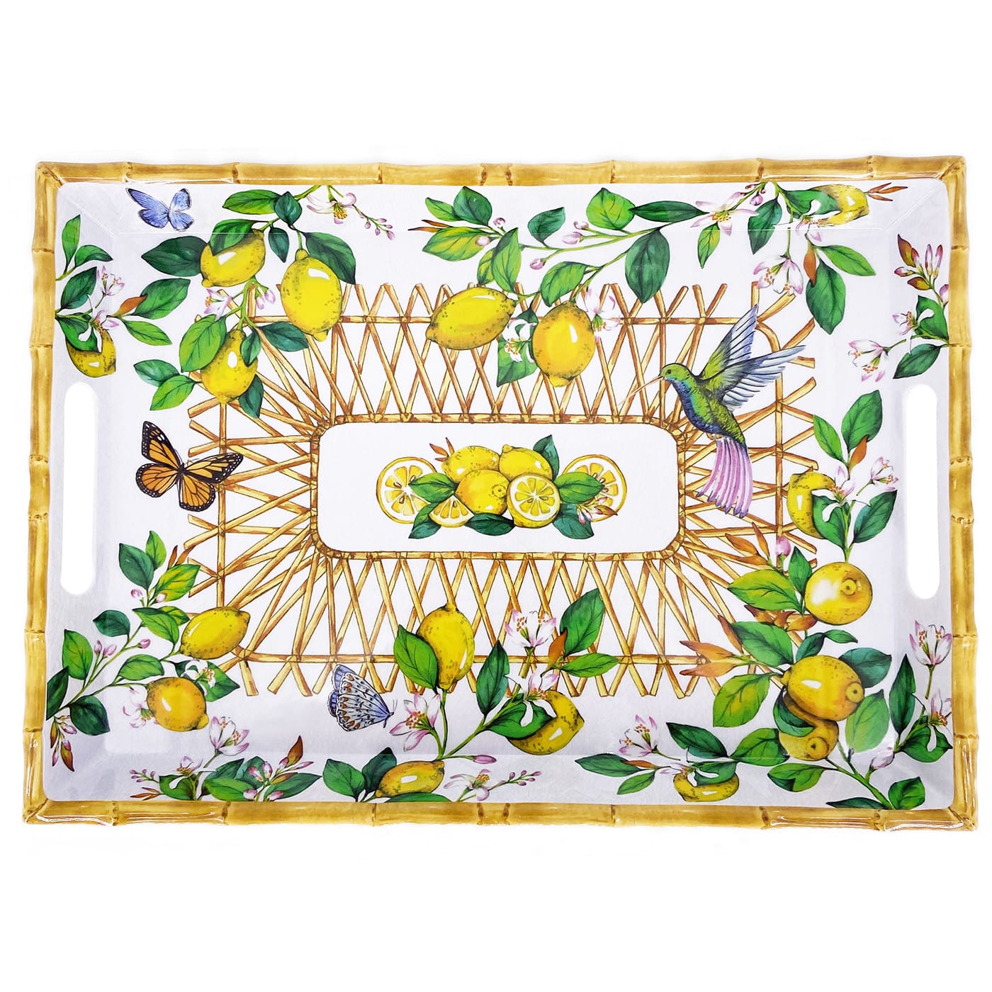 Vassoio grande con maniglie in melamina limone - 50 x 36 x 5 cm