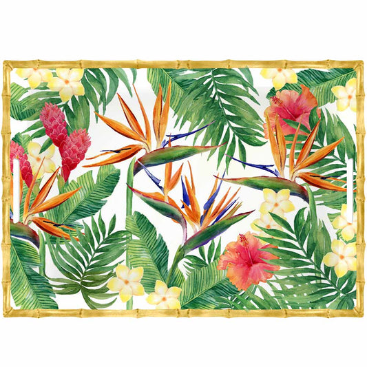 Vassoio Rettangolare con maniglie melamina fiori - 50 cm