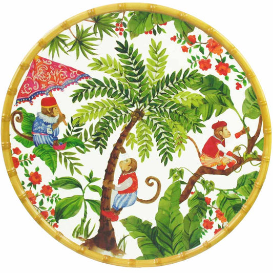 Vassoio tondo in melamina scimmie - Ø 35,5 cm