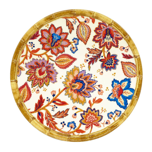 Piatto da dessert piccolo in melamina con fiori indiani - Ø 23 cm