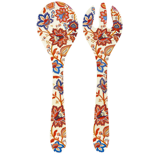 Paletta per insalata in melamina con fiori indiani - 33 cm
