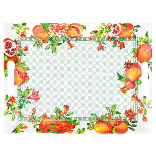 Grande vassoio in melamina con manici melograno - 50 x 36 x 5 cm