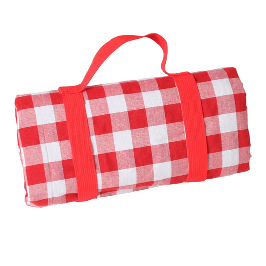 Coperta XL da picnic, a grossi quadri rossi, con risvolto impermeabile
