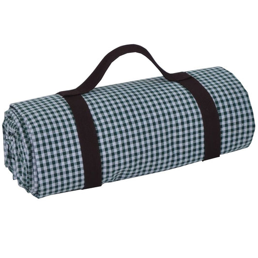 Coperta da picnic XXL a quadretti verdi, con risvolto impermeabile