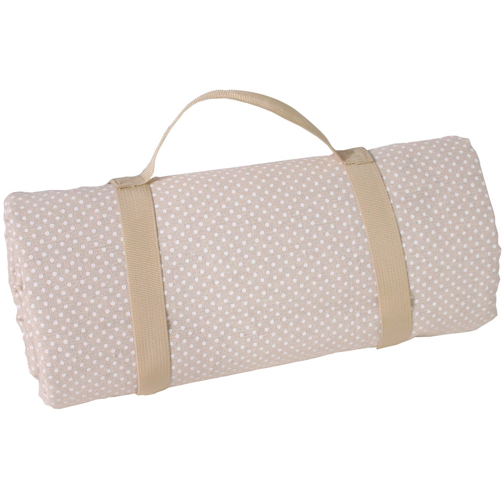 XXL Tovaglia da picnic impermeabile - Beige a pois bianchi - (280 x 140 cm)