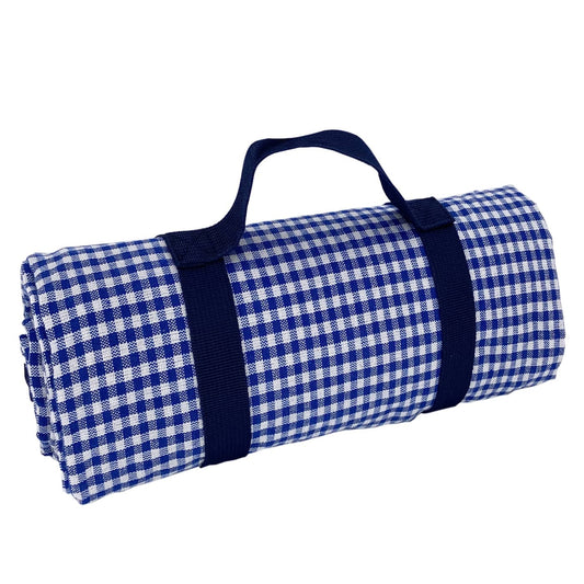 Tovaglia da picnic XL, gingham blu, con risvolto impermeabile (280 x 140 cm)