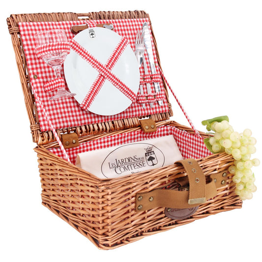 Cestino da picnic 1 persona "Solo" tessuto Vichy rosso