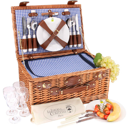 Cestino da picnic Marly vichy blu - 4 persone