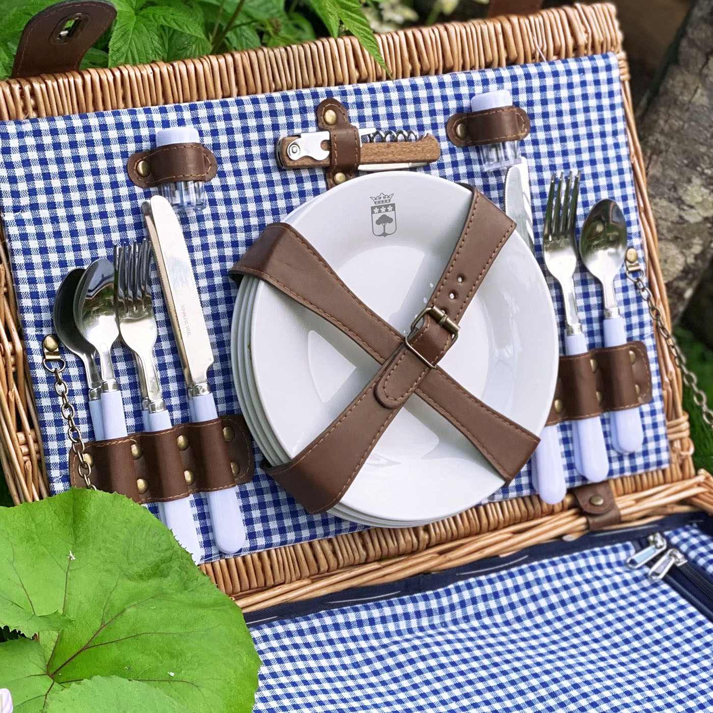 Cestino da picnic Marly vichy blu - 4 persone