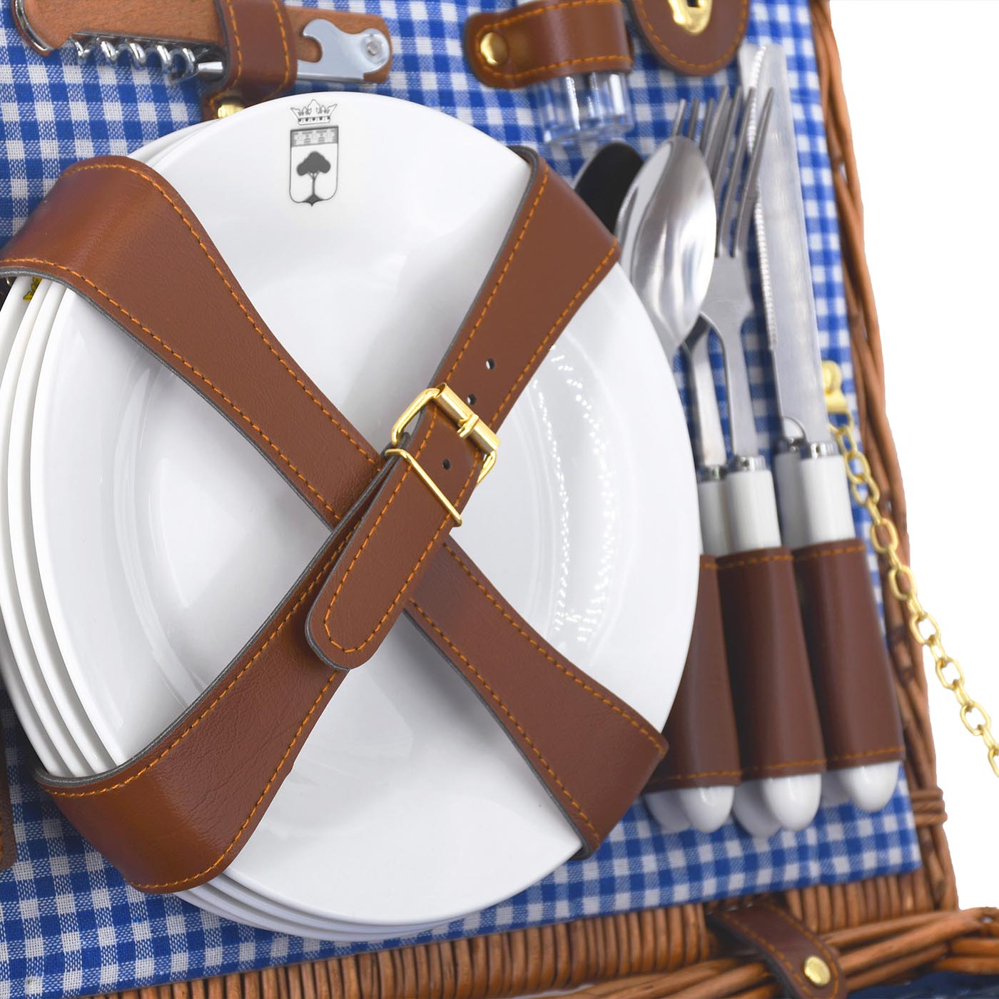 Cestino da picnic Marly vichy blu - 4 persone