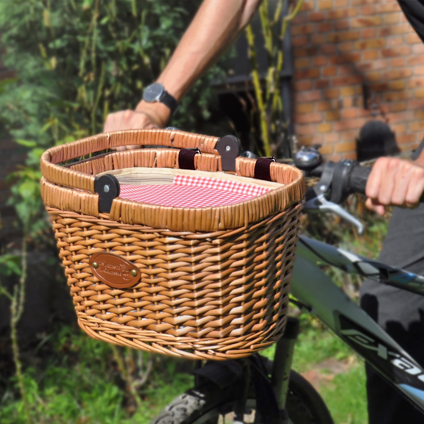 UNUS Cestino per bicicletta per cani in vimini, con copertura a griglia e cuscino, 47 x 29 x 34 cm UNUS Cestino per bicicletta per cani in vimini, con copertura a griglia e cuscino, 47 x 29 x 34 cm