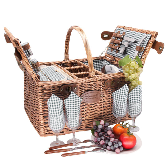 Cestino da picnic di vinimi Saint-Germain vichy verde - 4 persone