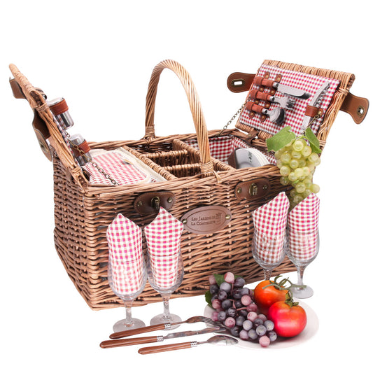 Cestino da picnic di vinimi Saint-Germain vichy rosso - 4 persone