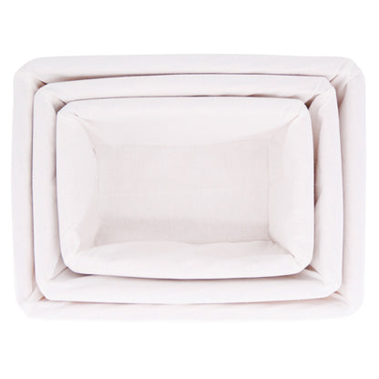 Set di 3 ceste in vimini - Tessuto bianco