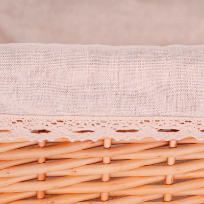 Set di 3 ceste in vimini - Tessuto beige