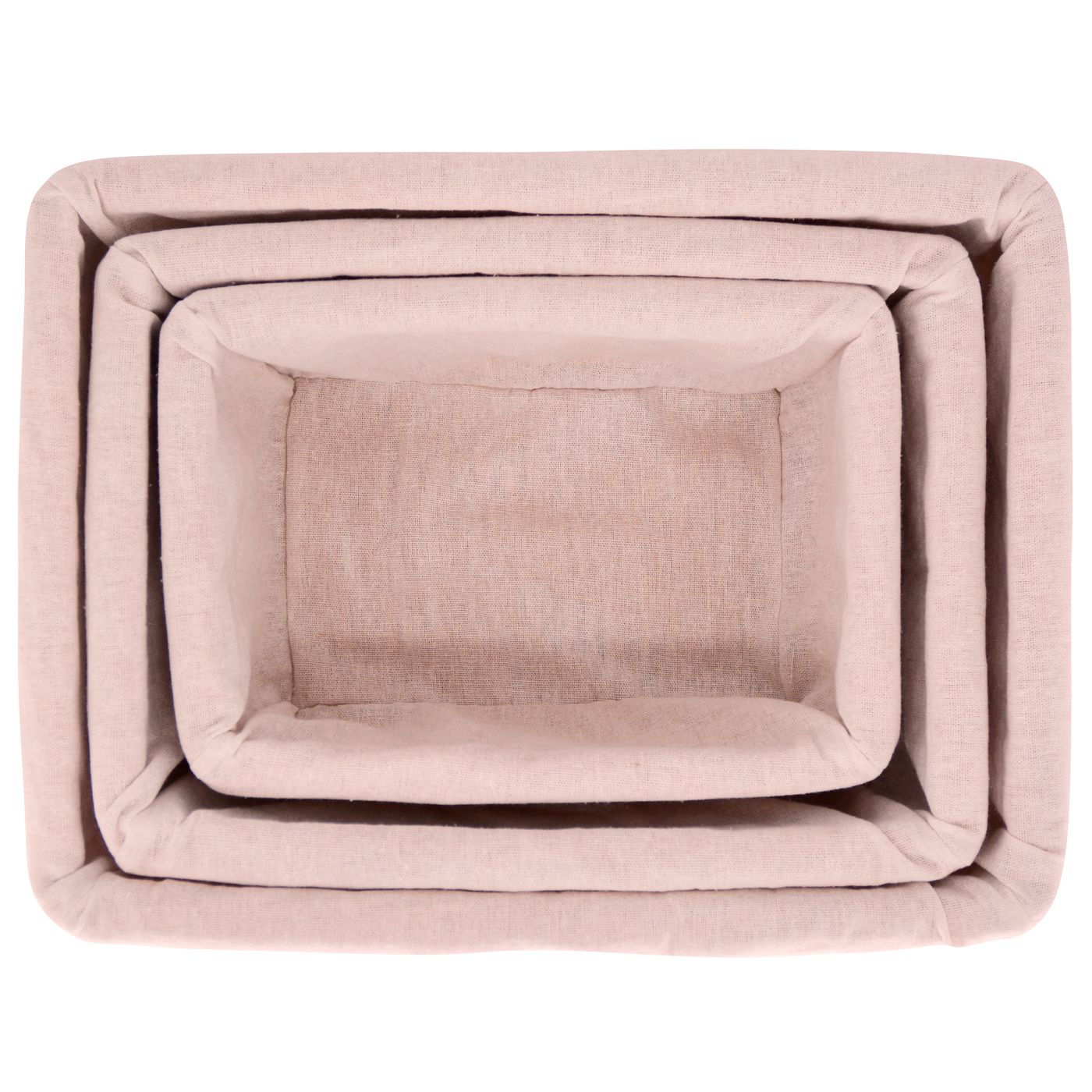 Set di 3 ceste in vimini - Tessuto beige