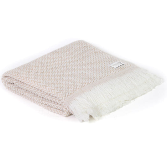Plaid leggero cashmere e lana motive chevron cammello - 130 x 230 cm