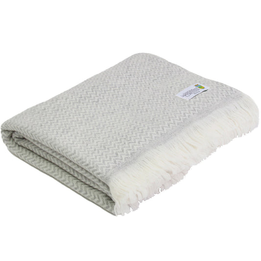 Plaid leggero cachemire e lana motive chevron grigio - 130 x 230 cm