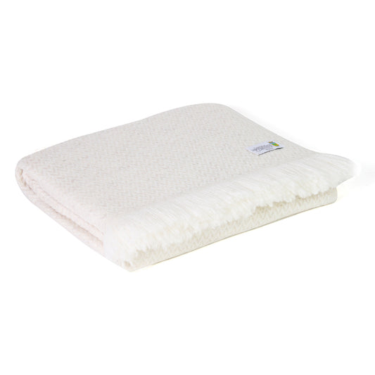 Plaid leggero cashmere e lana chevron Beige Mandorla - 130 x 230 cm