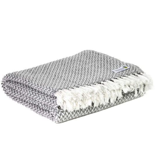 Plaid comfort cashmere e lana, motivo chevron piccolo Grigio Topo
