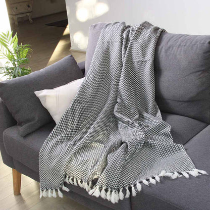 Plaid comfort cashmere e lana, motivo chevron piccolo Grigio Antracite