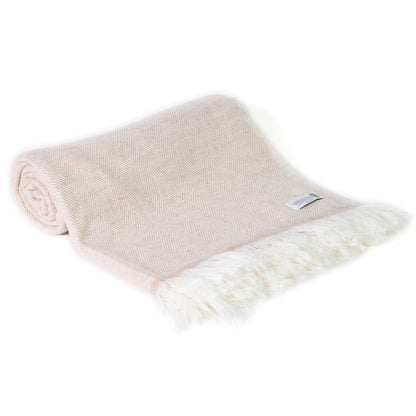Plaid leggero cashmere e lana motivo grande chevron Cammello