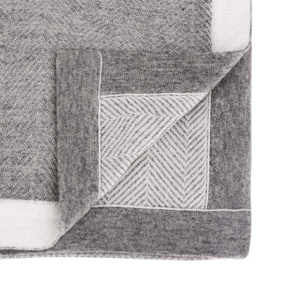 Plaid lana grigia e avorio grande chevron - 130 x 200 cm
