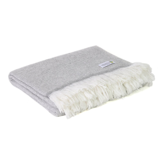 Plaid leggero cashmere e lana Grigio Topo motivo Diamante