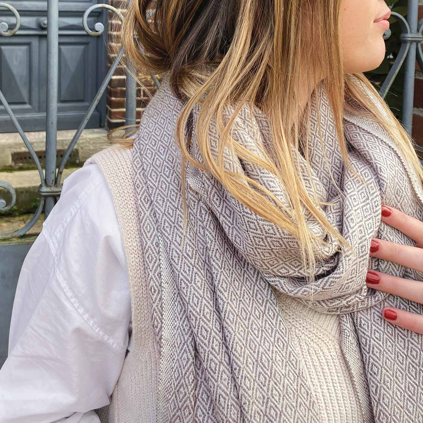 Stola/pashmina donna Marrone Glassato motivo Diamante