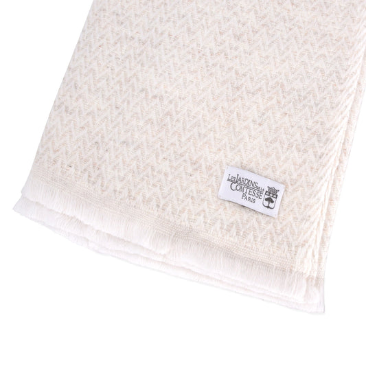 Stola/pashmina con piccoli motivi a spina di pesce Beige Mandorla