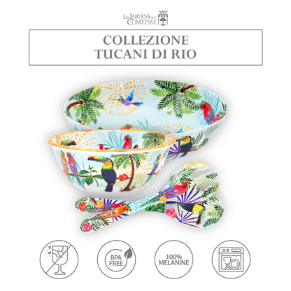 Insalatiera Grande in pura melamina con tucani - Ø 31 cm