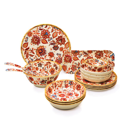 Piatto da dessert piccolo in melamina con fiori indiani - Ø 23 cm