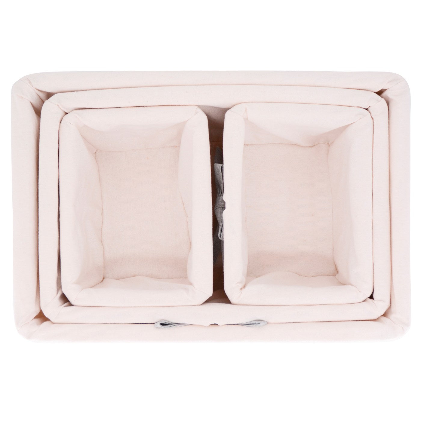 Set di 4 ceste portaoggetti in vimini bianco - Tessuto bianco