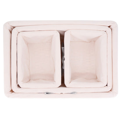 Set di 4 ceste portaoggetti in vimini bianco - Tessuto bianco