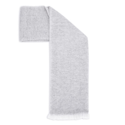 Sciarpa da uomo e donna in cashmere e lana 40 x 190 cm - Grigio argento / Bianco